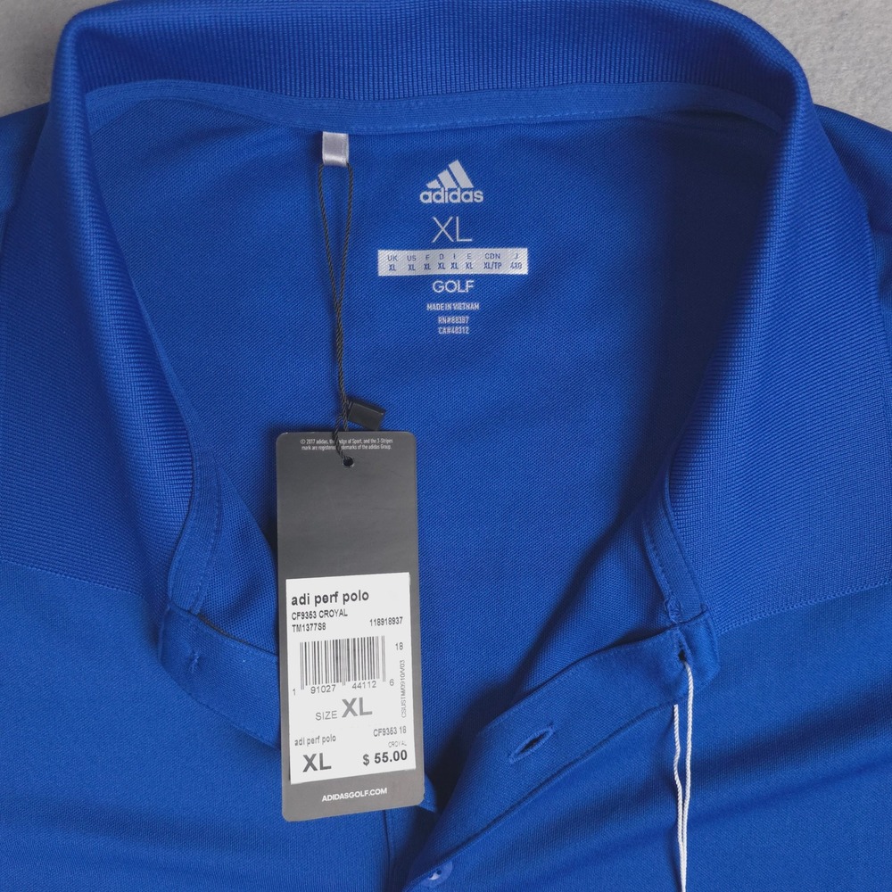 Adidas Golf Polo Shirt Men's XL Blue Performance UPF 50 Anchor Industries Logo - Picture 2 of 11
